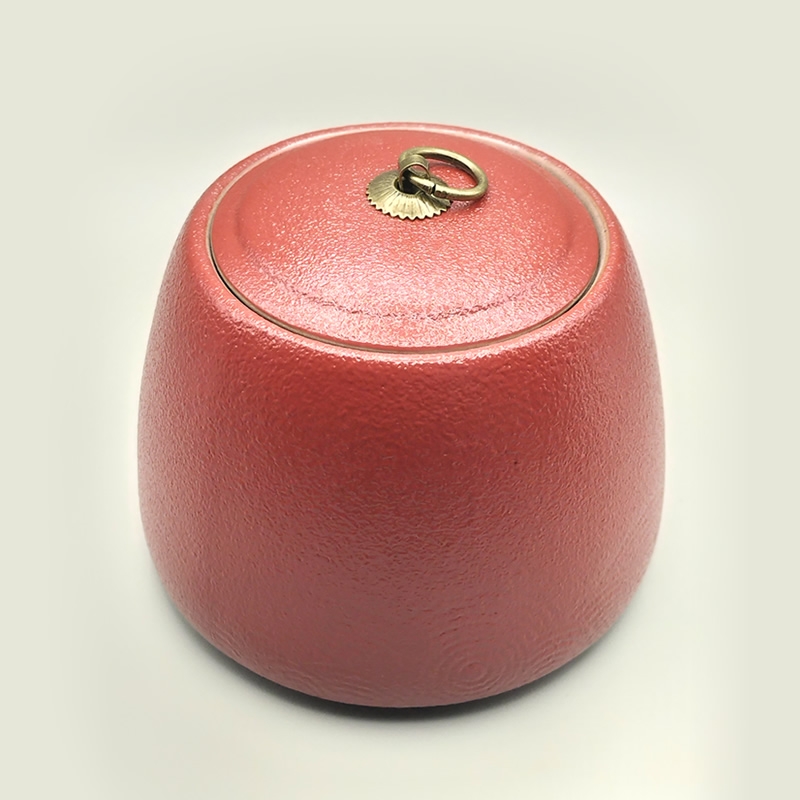 古方銅環紅色四兩茶罐