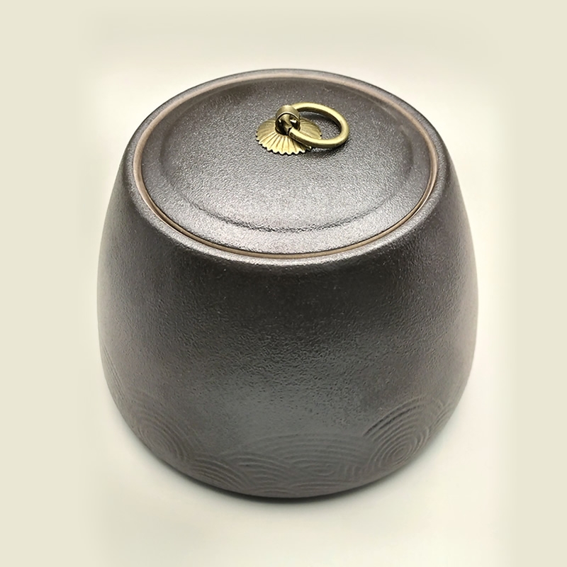 古方銅環黑色四兩茶罐